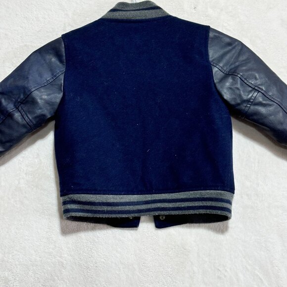 Baby Gap 4T Faux Leather Wool Letterman Bomber Stylish Spring Jacket - Picture 13 of 15